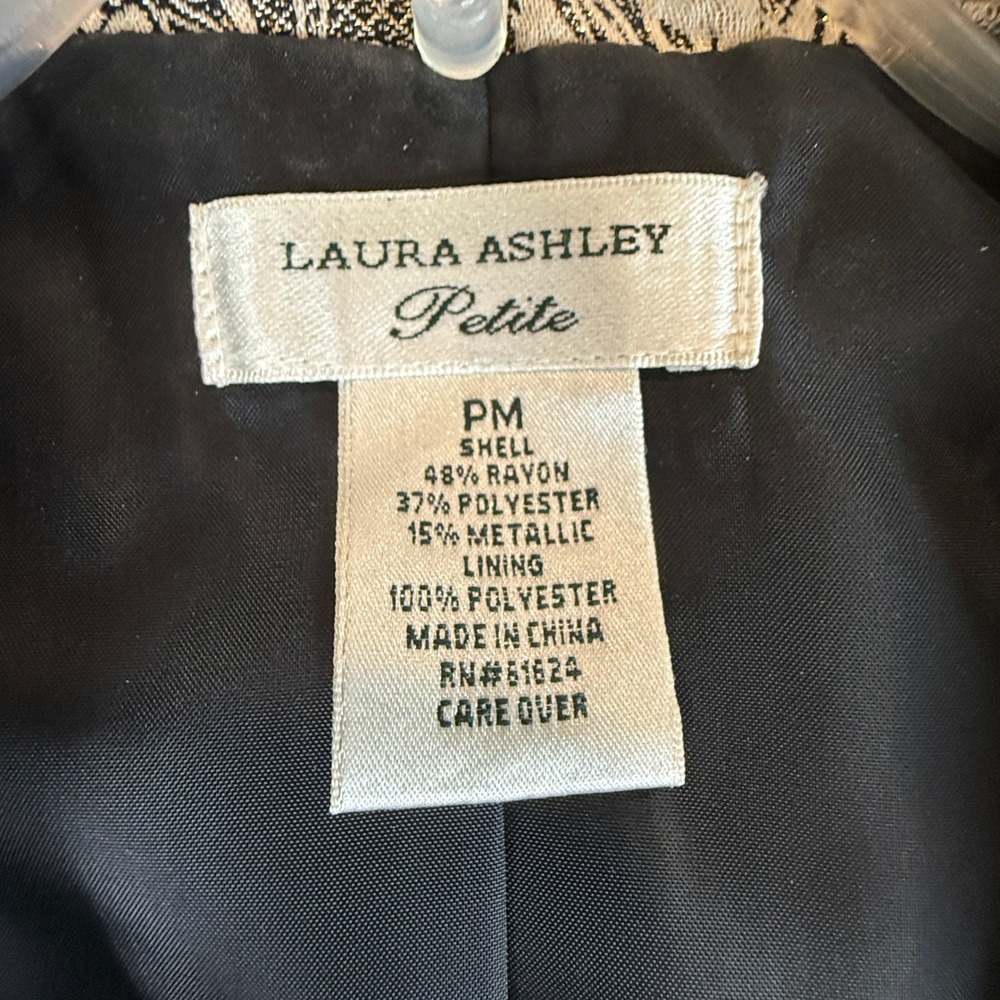Laura Ashley Petite Blazer PM Metallic Floral Brocade Satin Trim Evening Jacket - Picture 5 of 13